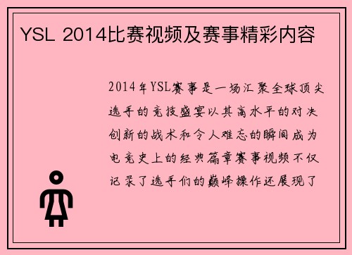 YSL 2014比赛视频及赛事精彩内容
